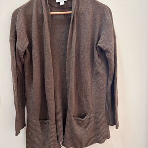 Brown Open Front Cardigan Sweater